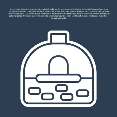 Mavi çizgi Brick soba ikonu mavi arkaplanda izole edildi. Tuğla şömine, taş ocağı, taş fırın ikonu. Vektör