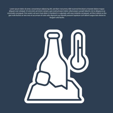 Mavi çizgi soğuk bira şişesi ikonu mavi arka planda izole edilmiş. Vektör