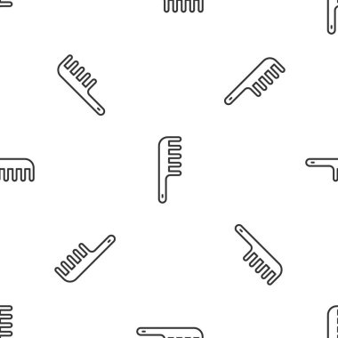Gri çizgi saç fırçası ikonu beyaz arka planda kusursuz desen izole etti. Taraklı saç işareti. Berber sembolü. Vektör
