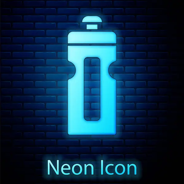 Žhnoucí Neon Fitness Shaker Ikona Izolované Pozadí Cihlové Zdi Sportovní — Stockový vektor