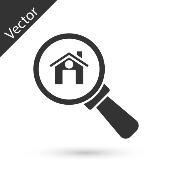 Grey Search House Icon Isolated White Background Real Estate Symbol — Stock Vector
