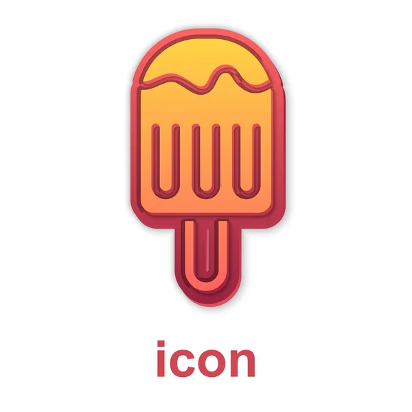 Gold Ice Cream Stick Icon Isolated White Background Sweet Symbol — Stock Vector