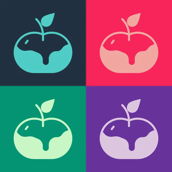 Pop Art Apple Karamell Symbol Isoliert Auf Farbigem Hintergrund Vektor — Stockvektor