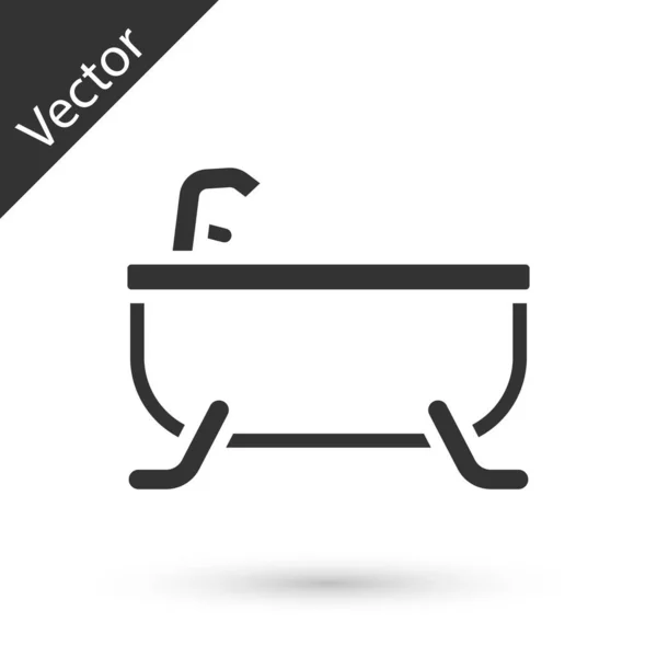 Grey Bathtub Icon Isolated White Background Vector — Stock Vector