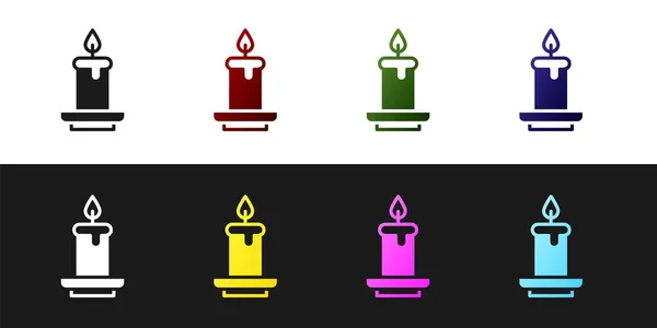 Set Aroma Vela Icono Aislado Sobre Fondo Blanco Negro Vector — Archivo Imágenes Vectoriales