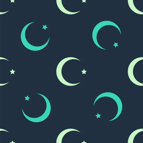 Verde Beige Estrella Media Luna Símbolo Del Icono Del Islam — Vector de stock