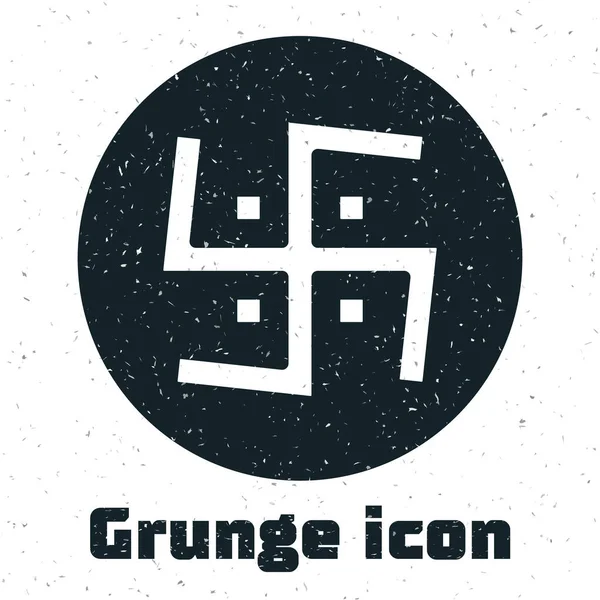 Grunge Esvástica Hindú Símbolo Religioso Icono Aislado Sobre Fondo Blanco — Vector de stock