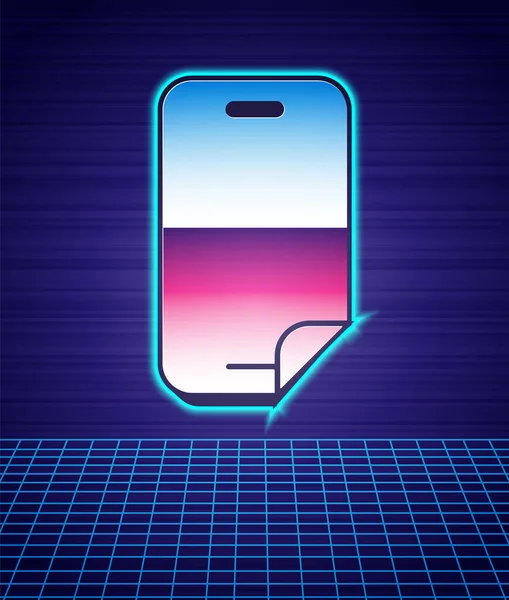 Retro Styl Szklana Folia Ochronna Ikony Smartfona Odizolowane Futurystyczne Tło — Wektor stockowy