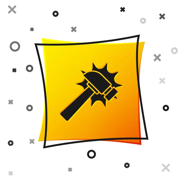 Ікона Black Hammer Ізольована Білому Тлі Обладнання Ремонту Жовта Квадратна — стоковий вектор