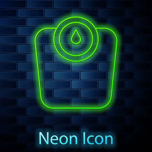 Gloeiende Neon Lijn Badkamer Schalen Pictogram Geïsoleerd Baksteen Muur Achtergrond — Stockvector
