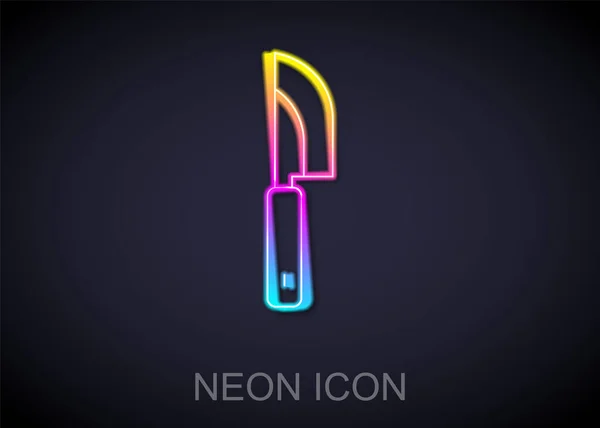 Zářící Neonová Čára Ikona Nože Izolovaná Černém Pozadí Symbol Příboru — Stockový vektor