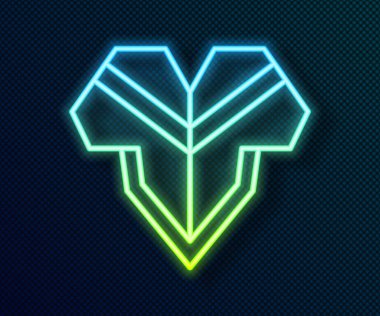 Parlayan neon hattı Geleneksel Meksika pançosu giysi ikonu siyah arka planda izole edildi. Vektör