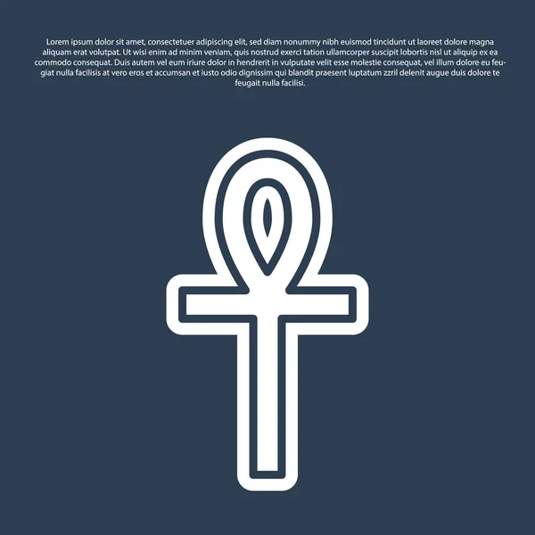 Línea Azul Icono Cross Ankh Aislado Sobre Fondo Azul Vector — Vector de stock