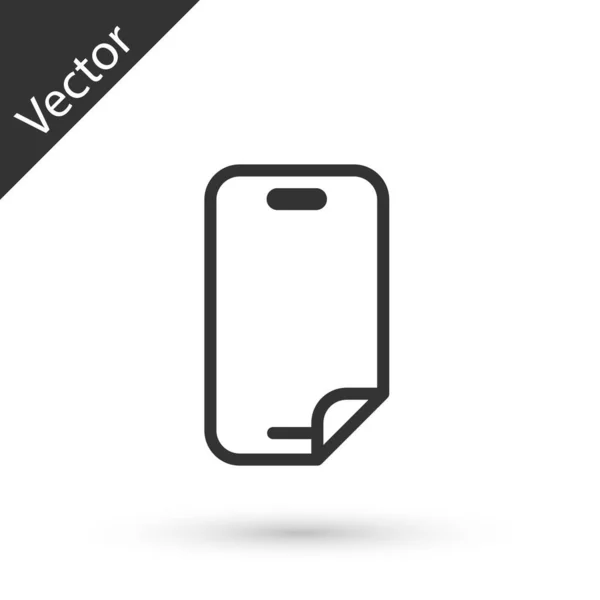 Linha Cinza Protetor Tela Vidro Para Ícone Smartphone Isolado Fundo — Vetor de Stock