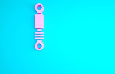 Pembe Şok emici simgesi mavi arkaplanda izole edildi. Minimalizm kavramı. 3d illüstrasyon 3B canlandırma.