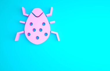 Pembe Sistem hata konsepti simgesi mavi arkaplanda izole edildi. Kod hatası konsepti. Sistemde hata var. Böcek araması. Minimalizm kavramı. 3d illüstrasyon 3B canlandırma.