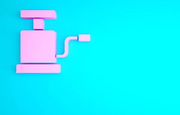 Roze Auto Luchtpomp Pictogram Geïsoleerd Blauwe Achtergrond Minimalisme Concept Illustratie — Stockfoto
