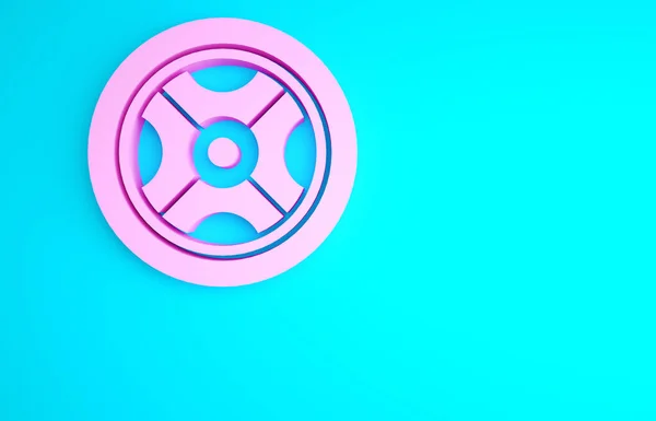 Pinkfarbenes Autofelgensymbol Isoliert Auf Blauem Hintergrund Minimalismus Konzept Illustration Renderer — Stockfoto