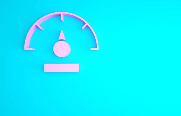 Pink Speedometer Icon Isolated Blue Background Minimalism Concept Illustration Render — Stock Photo, Image