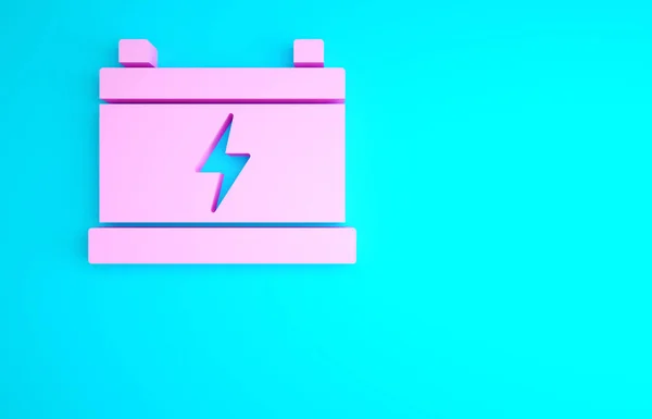 Roze Auto Batterij Pictogram Geïsoleerd Blauwe Achtergrond Accumulator Batterij Energie — Stockfoto