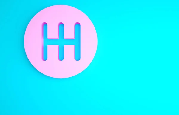 Pinkfarbenes Schaltgetriebe Symbol Auf Blauem Hintergrund Übertragungssymbol Minimalismus Konzept Illustration — Stockfoto