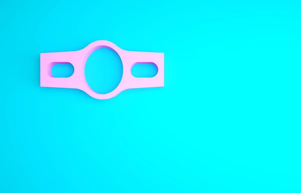 粉色拳击带图标隔离在蓝色背景 腰带拳击运动冠军争夺战奖 最低纲领的概念 3D渲染3D插图 — 图库照片