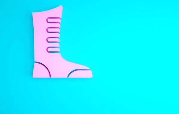 Pink Sport Boxing Shoes Ikona Odizolowana Niebieskim Tle Buty Zapasowe — Zdjęcie stockowe