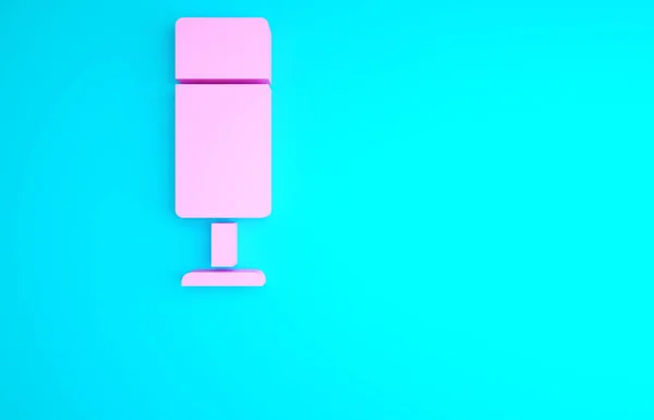 Ícone Saco Perfuração Rosa Isolado Fundo Azul Conceito Minimalismo Ilustração — Fotografia de Stock