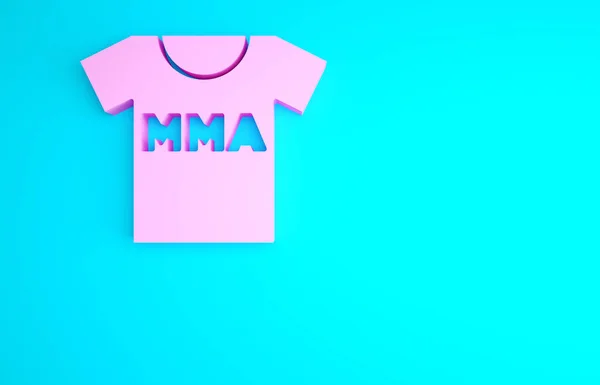 Pink T-shirt with fight club MMA icon isolated on blue background. Mixed martial arts. Minimalism concept. 3d illustration 3D render.