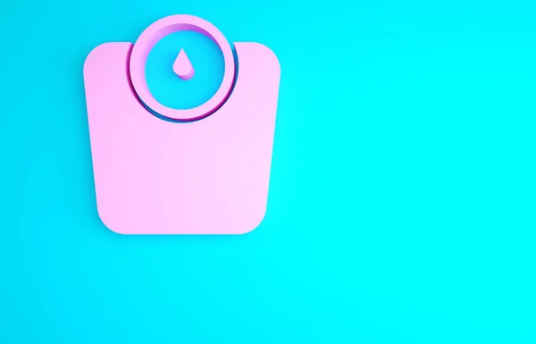 Ροζ Ζυγαριά Μπάνιου Εικονίδιο Απομονώνονται Μπλε Φόντο Εξοπλισμός Μέτρησης Βάρους — Φωτογραφία Αρχείου