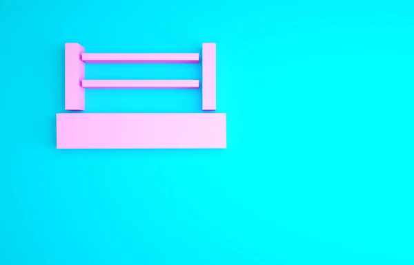 Ícone Anel Boxe Rosa Isolado Fundo Azul Conceito Minimalismo Ilustração — Fotografia de Stock