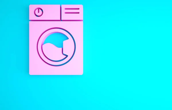 Ікона Pink Washer Ізольована Синьому Фоні Ікона Прання Машини Одяг — стокове фото