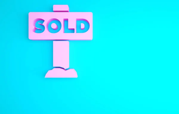 Pink Hanging Sign Text Sprzedawane Ikony Izolowane Niebieskim Tle Sprzedawane — Zdjęcie stockowe