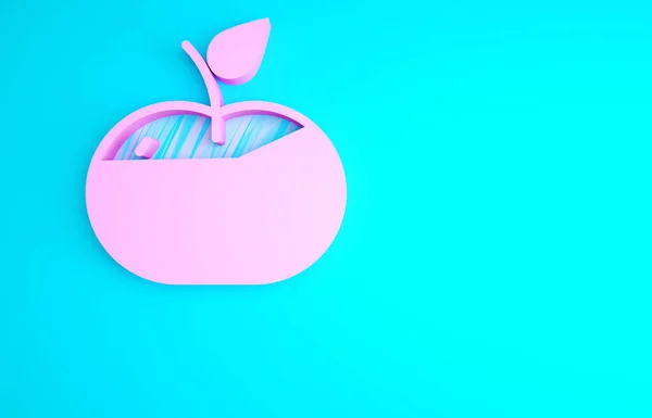 Ροζ Μήλο Καραμελένιο Εικονίδιο Που Απομονώνεται Μπλε Φόντο Μινιμαλιστική Έννοια — Φωτογραφία Αρχείου