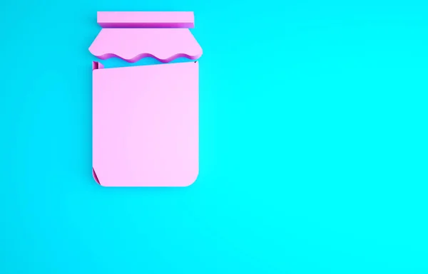 Рожевий Джем Значок Банку Ізольовано Синьому Фоні Концепція Мінімалізму Ілюстрація — стокове фото