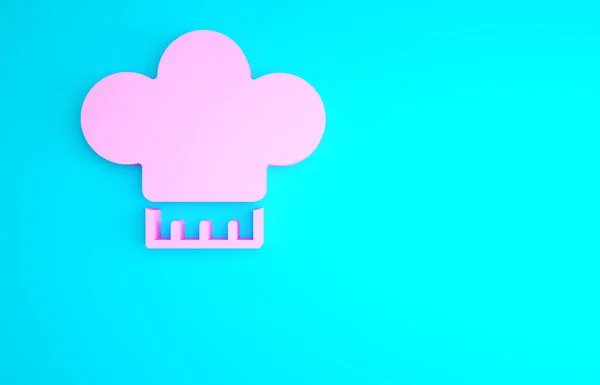 Roze Chef Hoed Pictogram Geïsoleerd Blauwe Achtergrond Koken Symbool Kookt — Stockfoto