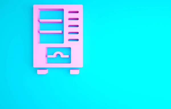 Rózsaszín Vending Gép Élelmiszer Ital Automatikus Értékesítési Ikon Elszigetelt Kék — Stock Fotó