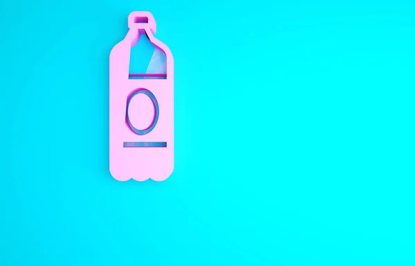 Pink Plastic Bierflesje Pictogram Geïsoleerd Blauwe Achtergrond Minimalisme Concept Illustratie — Stockfoto