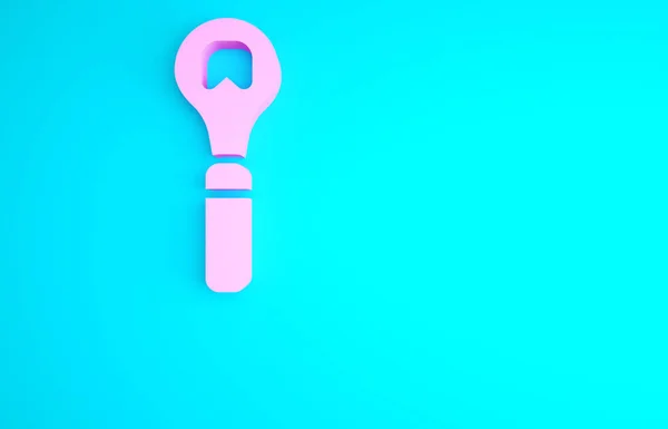 Pink Bottle Opener Icon Isolated Blue Background Minimalism Concept Illustration — Stock Photo, Image