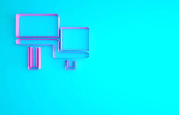 粉色桑拿木长椅图标隔离在蓝色背景 最低纲领的概念 3D渲染3D插图 — 图库照片