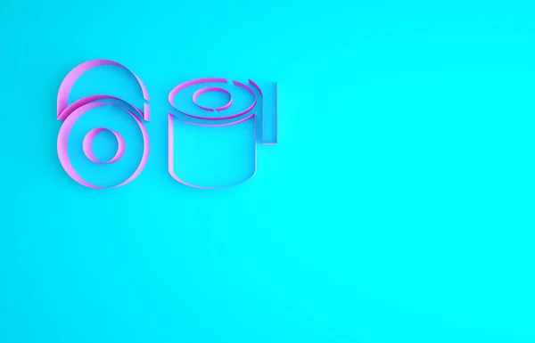 Рожева Піктограма Паперового Рулону Туалету Ізольована Синьому Фоні Концепція Мінімалізму — стокове фото