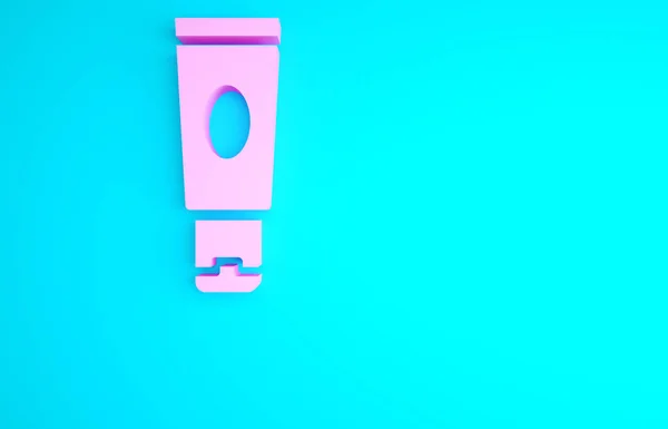 粉红乳霜或乳液化妆品管图标隔离在蓝色背景 为妇女提供的身体护理产品 最低纲领的概念 3D渲染3D插图 — 图库照片
