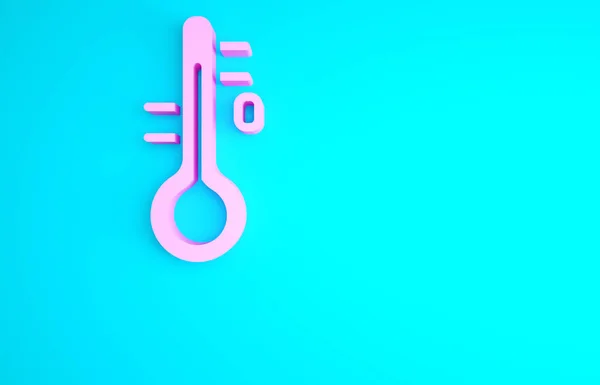 青の背景に隔離されたピンクのサウナ温度計アイコン サウナとバス設備 最小限の概念 3Dイラスト3Dレンダリング — ストック写真