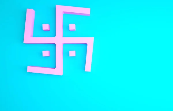 Pink Hindoe Swastika Religieus Symbool Pictogram Geïsoleerd Blauwe Achtergrond Minimalisme — Stockfoto