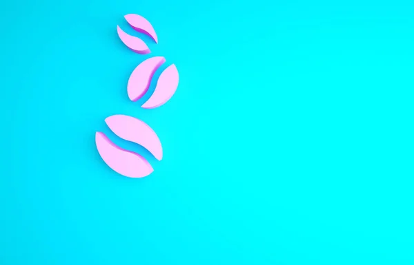 Pinkfarbenes Kaffeebohnen Symbol Auf Blauem Hintergrund Minimalismus Konzept Illustration Renderer — Stockfoto