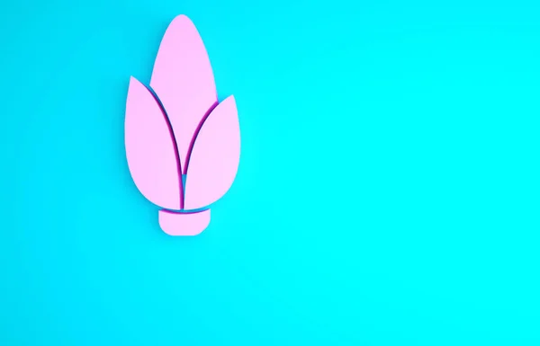 青の背景にピンクのトウモロコシのアイコン 最小限の概念 3Dイラスト3Dレンダリング — ストック写真
