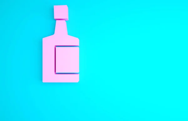 Das Symbol Der Rosafarbenen Tequila Flasche Isoliert Auf Blauem Hintergrund — Stockfoto