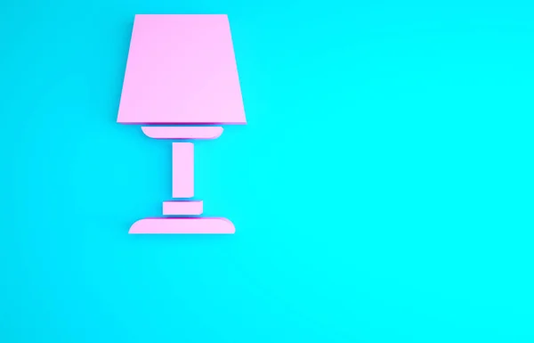 Ikona Růžový Stůl Světlo Izolované Modrém Pozadí Stolní Lampa Minimalismus — Stock fotografie