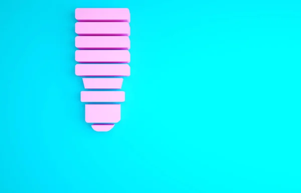 Pink Led Light Bulb Icon Isolated Blue Background Economical Led — Stock Photo, Image