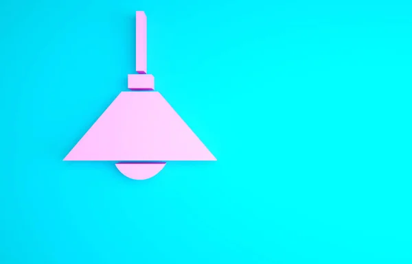 Pink Lamp Opknoping Pictogram Geïsoleerd Blauwe Achtergrond Plafondlamp Gloeilamp Minimalisme — Stockfoto